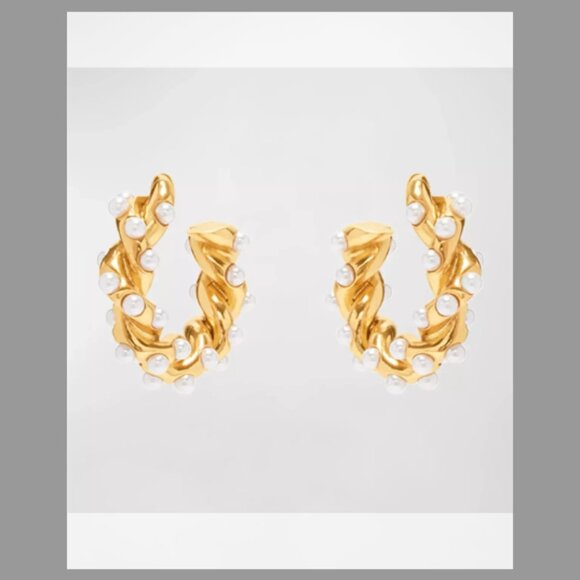 Oscar de la Renta Small Rope Hoop Earrings for Pierced Ears